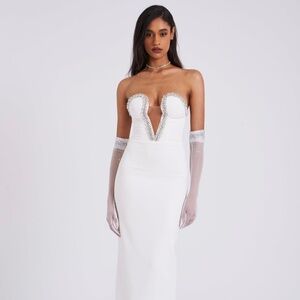 Miss Circle Ivanna White Crystal Embellished Maxi Dress